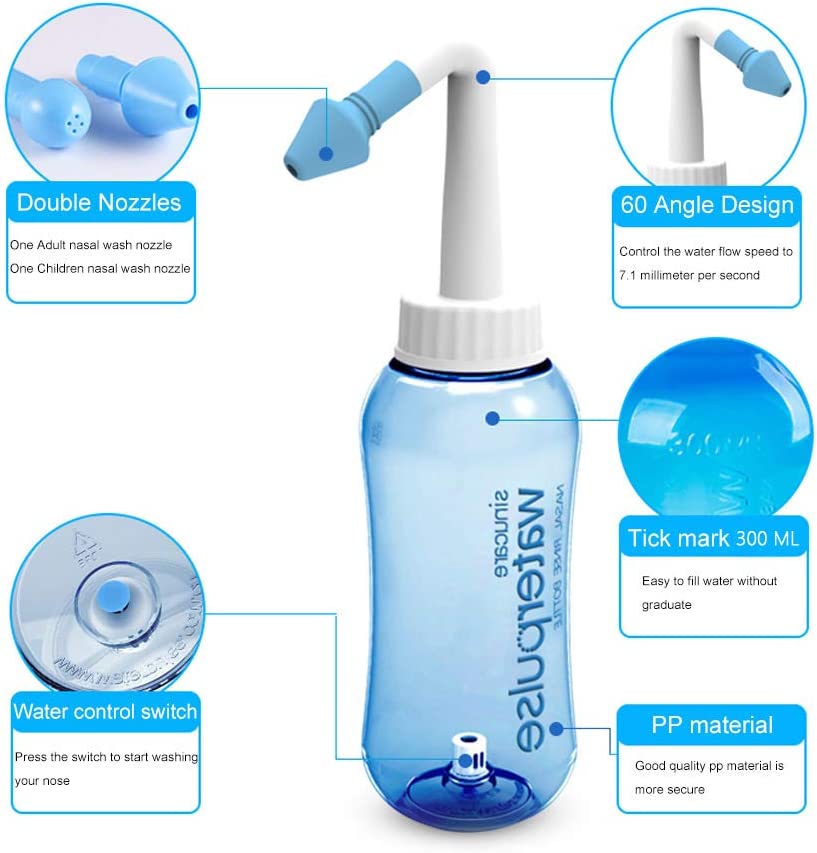 Neti Pot Nasal Rinse - 300/500Ml Botol Irigator Hidung Waterpulse Pembersih